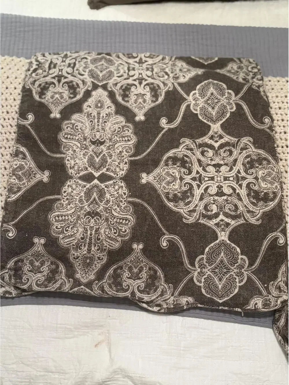 Pottery Barn Alana Print Pillow Covers 24x24 Java Brown Cream Paisley Set of 2